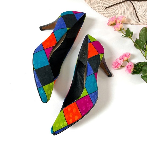 LifeStride Vintage Retro color-block Pumps 6.5 narrow - Picture 2 of 8